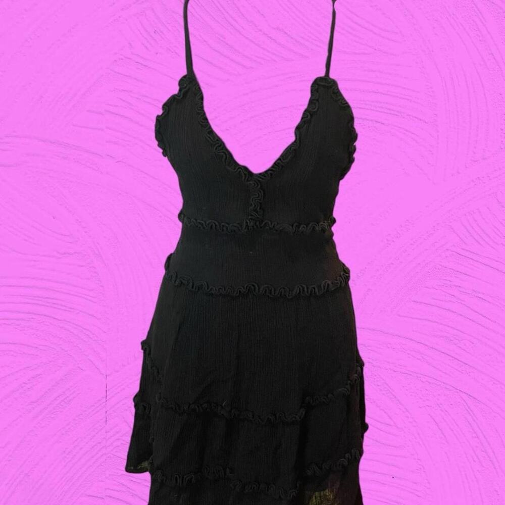 Love tree black tiered ruffle mini dress